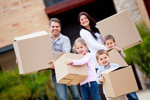 Packed boxes and furniture ready for house removals in Pimlico