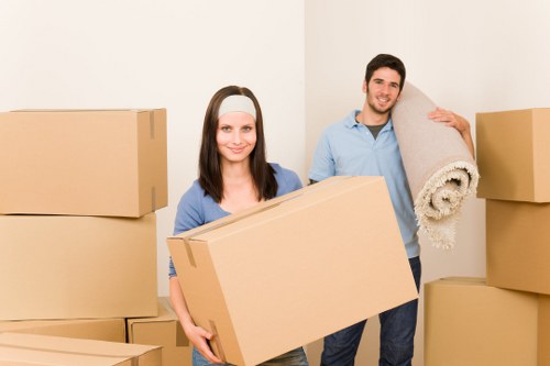 Packed boxes and furniture ready for student removals in Pimlico