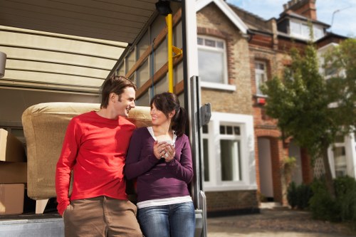 Professional mover handling boxes in Pimlico